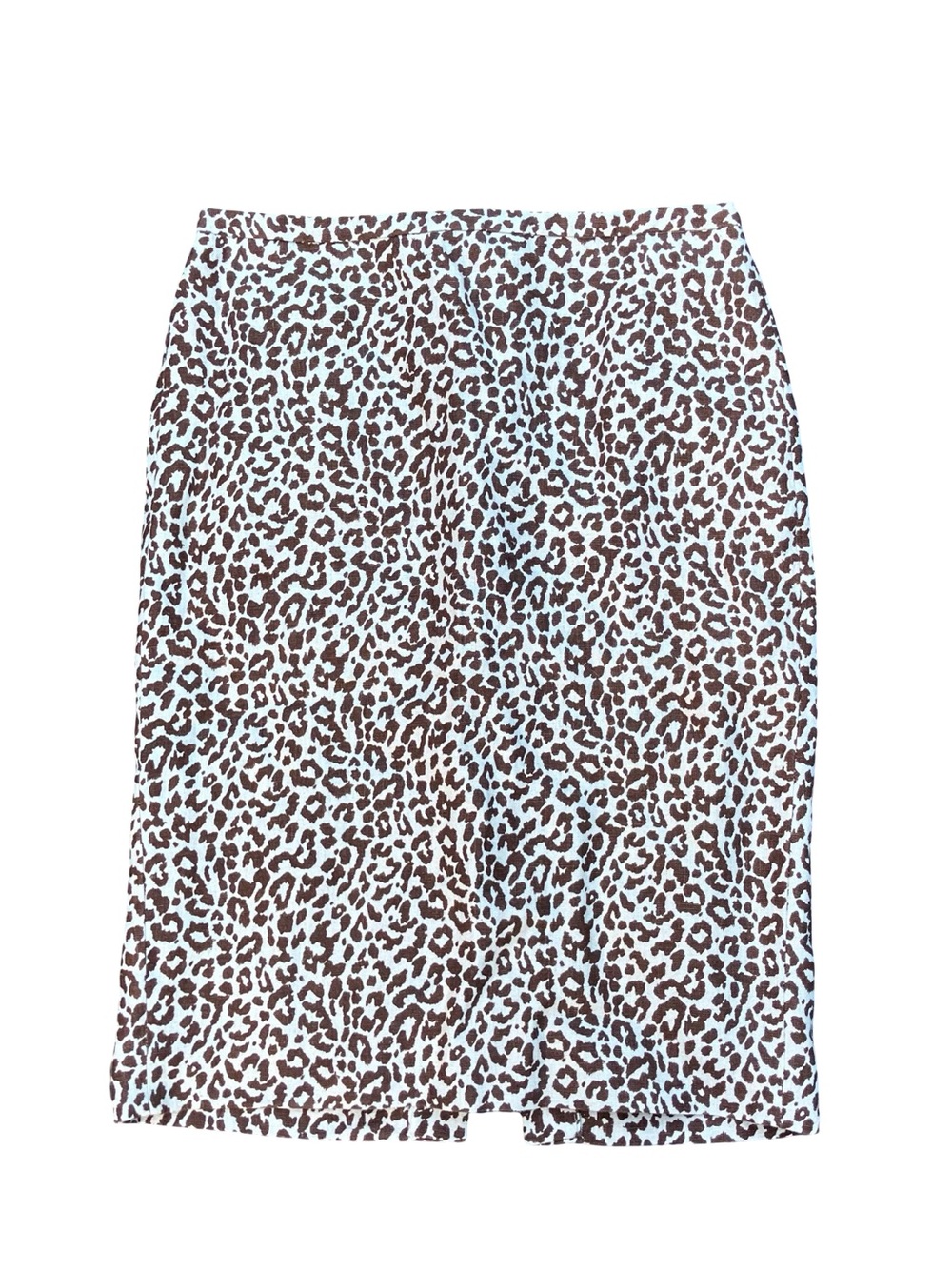 J.Crew No. 2 Pencil Skirt Womens 10 Leopard Print Linen Cotton Lined Zip Office